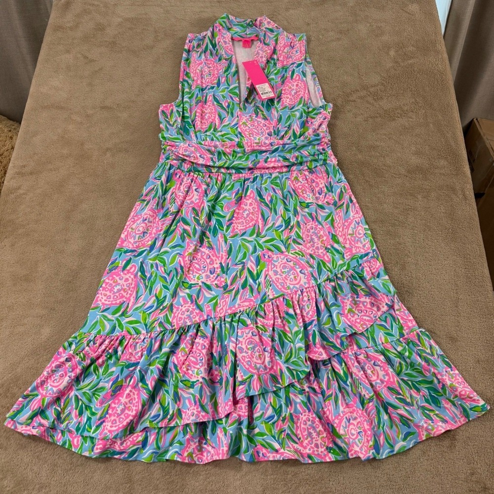 Lilly Pulitzer Annalise V-Neck Dress Womens Medium Turtley In Love NWT MSRP $178